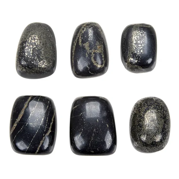 Tumbled Stones Pyrite in slate, 2,8 - 3,2cm (XL) | Marco Schreier