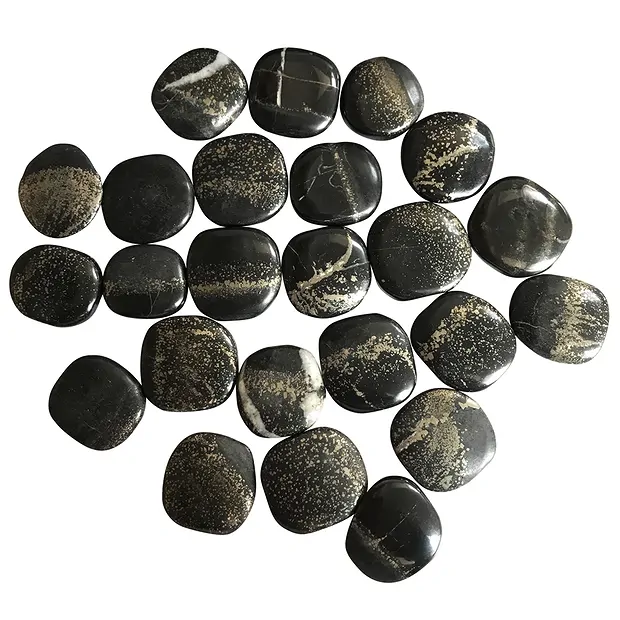 Smooth Stone Pyrite in slate | wholesale supplier gems, healing stones & jewelry
