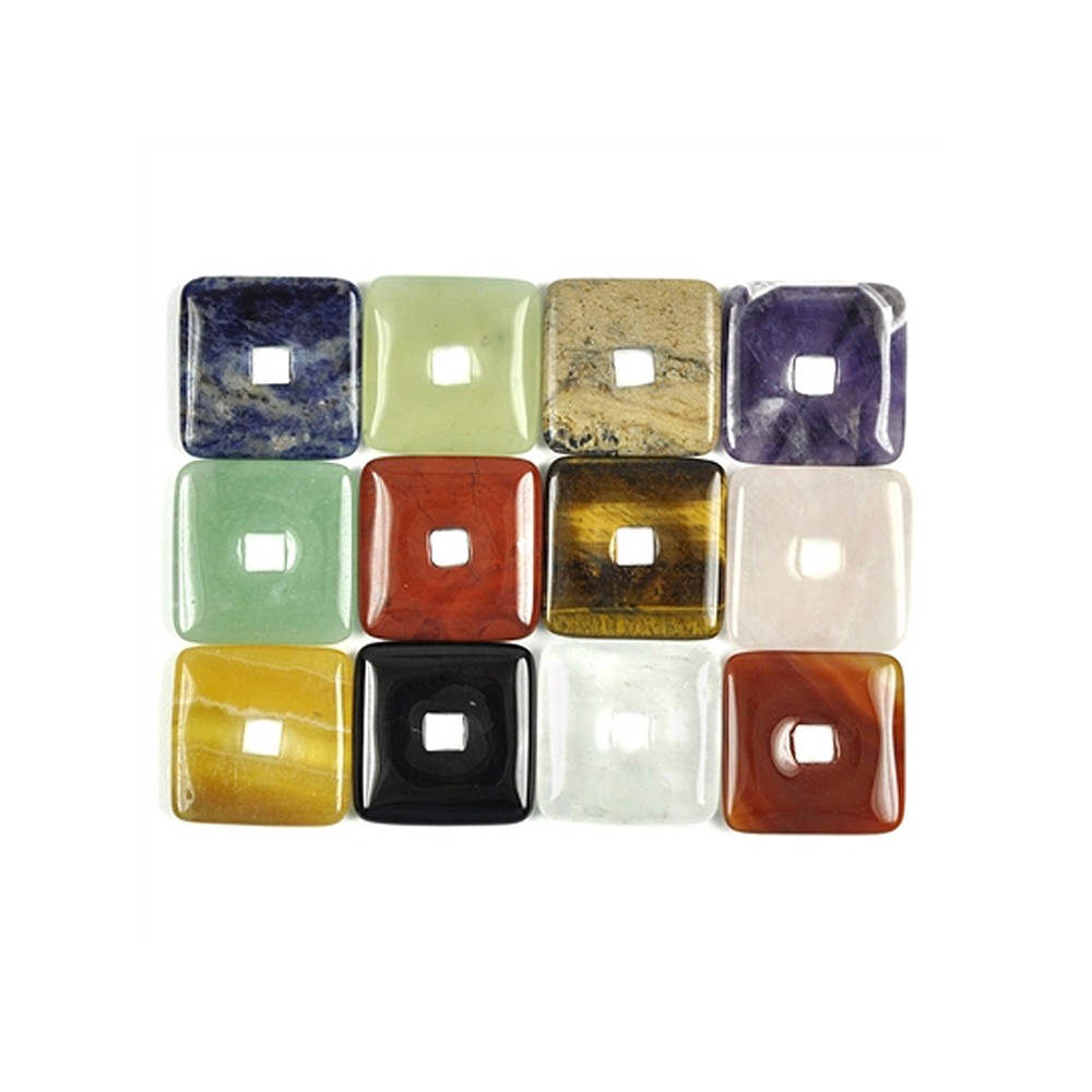 12 ciambelle miste, quadrate, 30 mm | Gemme Schreier, pietre curative e gioielli