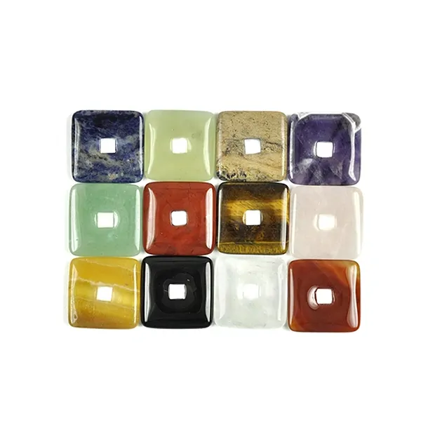 12 mixed donuts, square, 30mm | minerals trade - gems, healing stones & jewelry