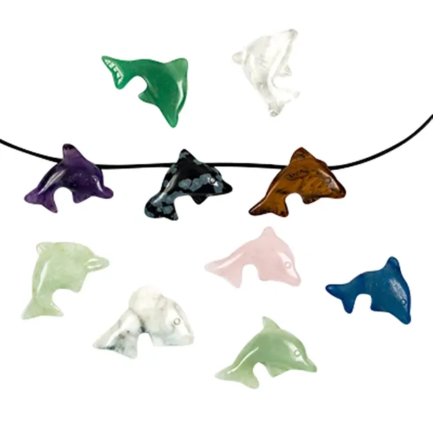 Delfin gemischte Steinsorten gebohrt, 2,5cm (10 St./VE) | Marco Schreier