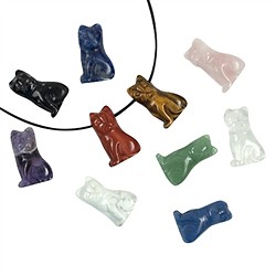 0400093534 Katze  gemischte Steinsorten gebohrt, 2,5cm (10 St./VE) | Marco Schreier