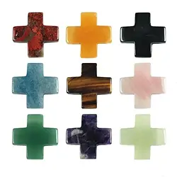 0400093830 25 isosceles crosses drilled mixed stone types, 3.0 cm | Marco Schreier