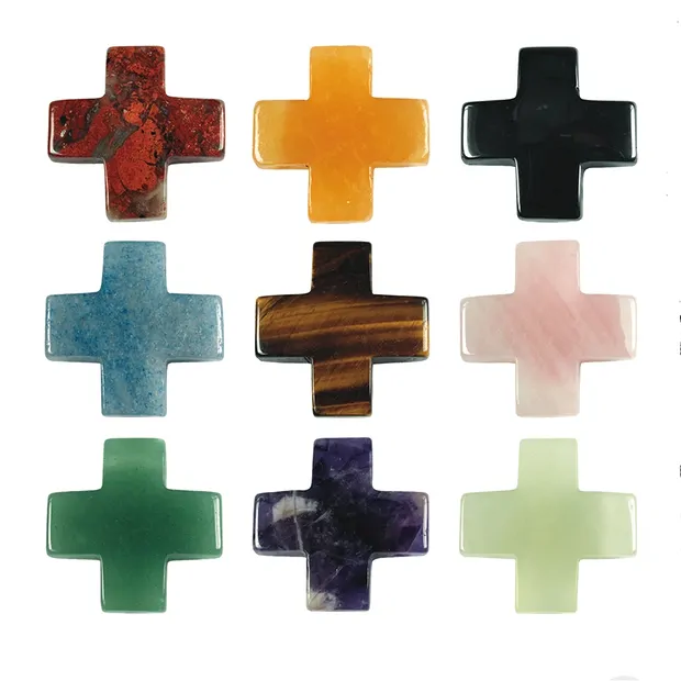 25 isosceles crosses drilled mixed stone types, 3.0 cm | Marco Schreier