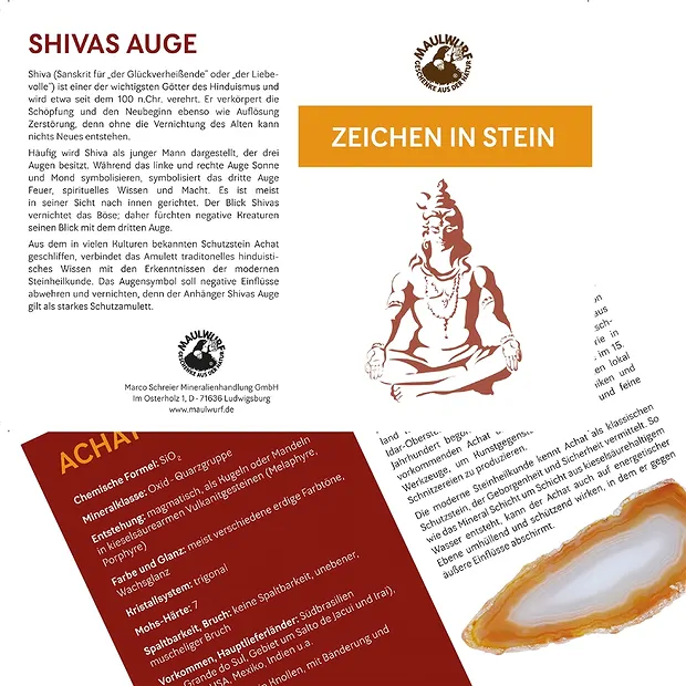 Amulet Shiva's Eye smooth, with insert in pouch | gems, healing stones & jewelry