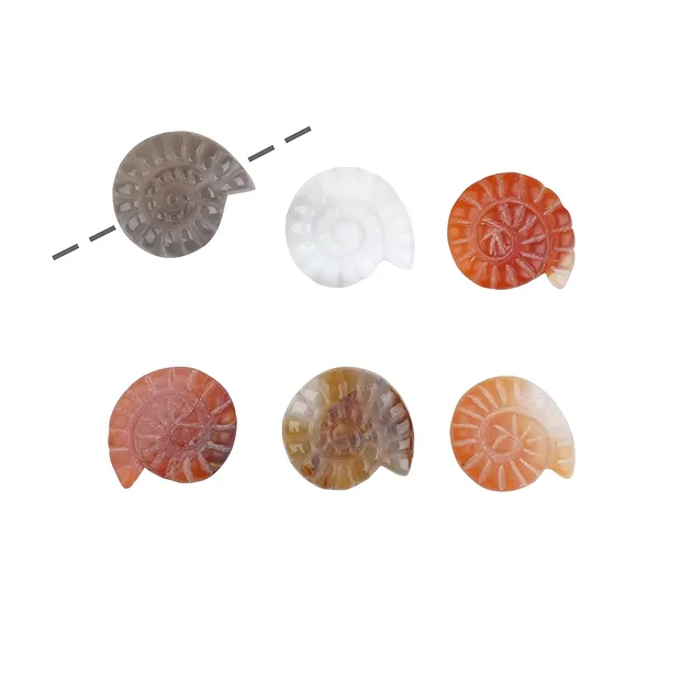 Drilled Agate/Carnelian snakes, 22mm, 1mm hole (6 pcs./ PU) | Marco Schreier