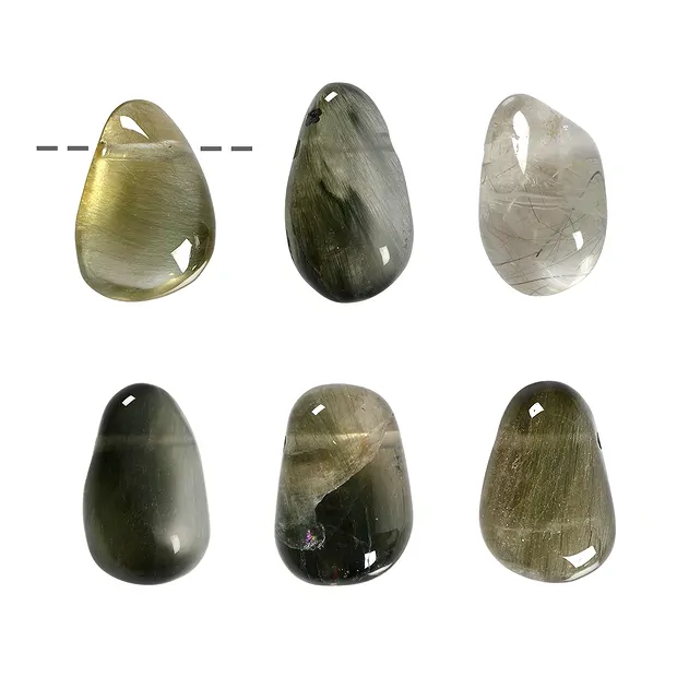 Piedra rodada perforada Cuarzo actinolita, 2,0 - 2,5 cm | Marco Schreier