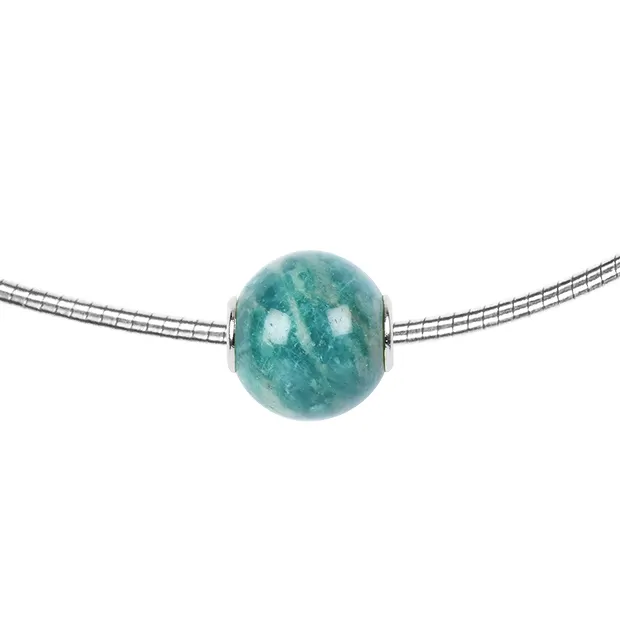 Schmuckkugel Amazonit 12mm, rhodiniert | Edelsteine, Heilsteine & Schmuck-Handel