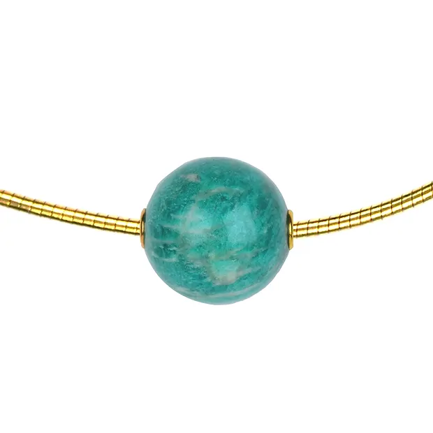 Perle di Amazzonite 20 mm, placcate oro | grossista gemme e pietre curative