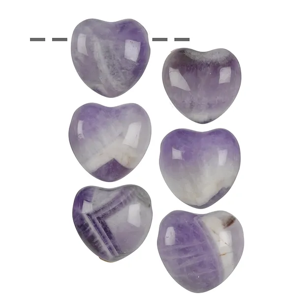 Drilled amethyst heart, 2.5 cm (6 pcs./ PU) | wholesaler gems & healing stones