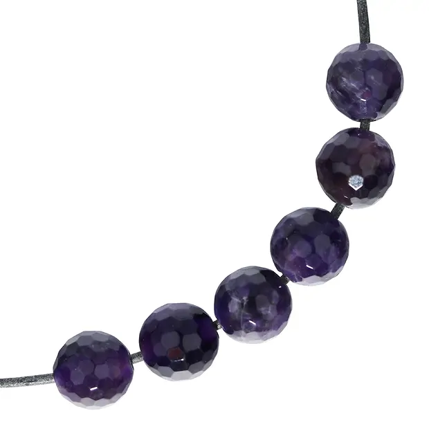 Faceted drilled amethyst sphere, 12mm | wholesale gems, healing stones & jewelry
