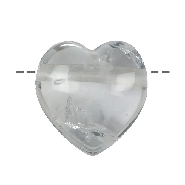 Cuore in Cristallo di rocca forato, 3,5 cm | grossista gemme e pietre curative