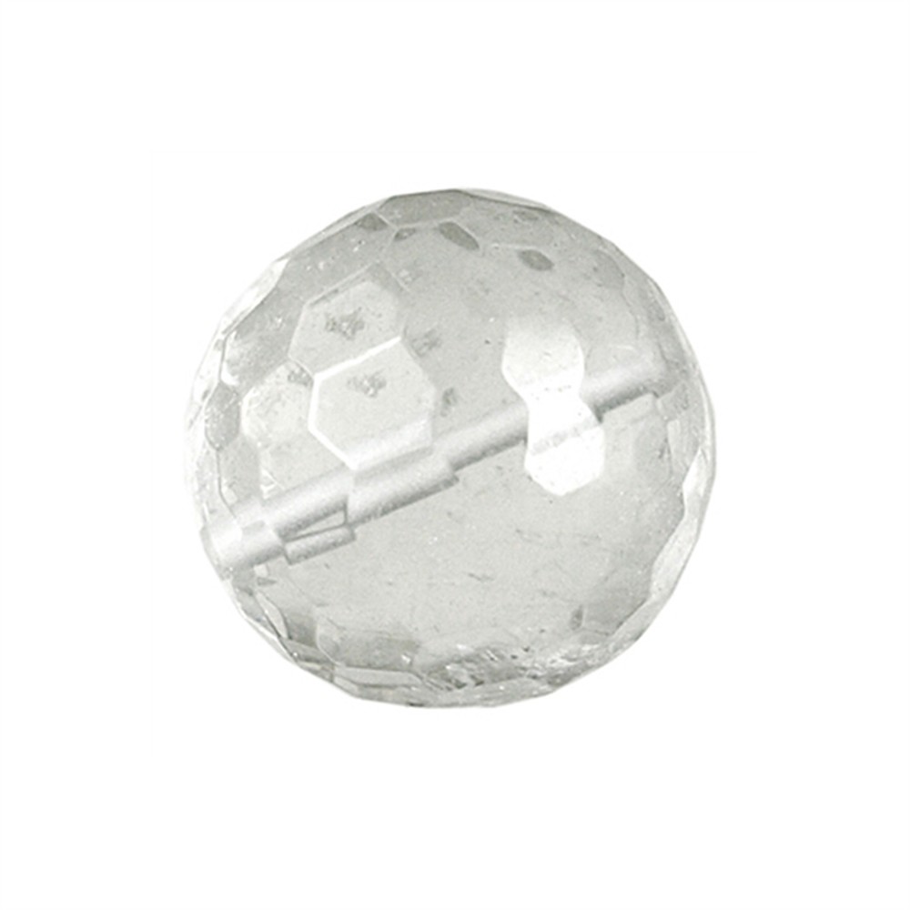 Faceted Rock Crystal sphere, drilled, 12mm | wholesaler gems & healing stones