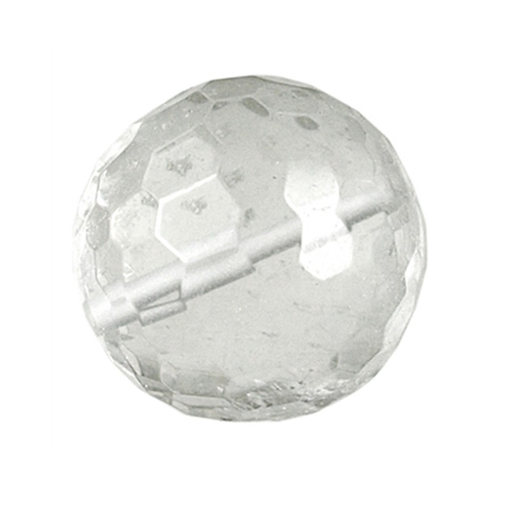 Faceted Rock Crystal sphere, drilled, 16mm | wholesaler gems & healing stones