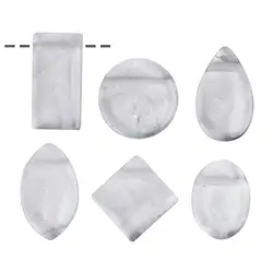 0403595600 Cabochon set drilled Rock Crystal (6 pcs./ PU) | gems, healing stones & jewelry