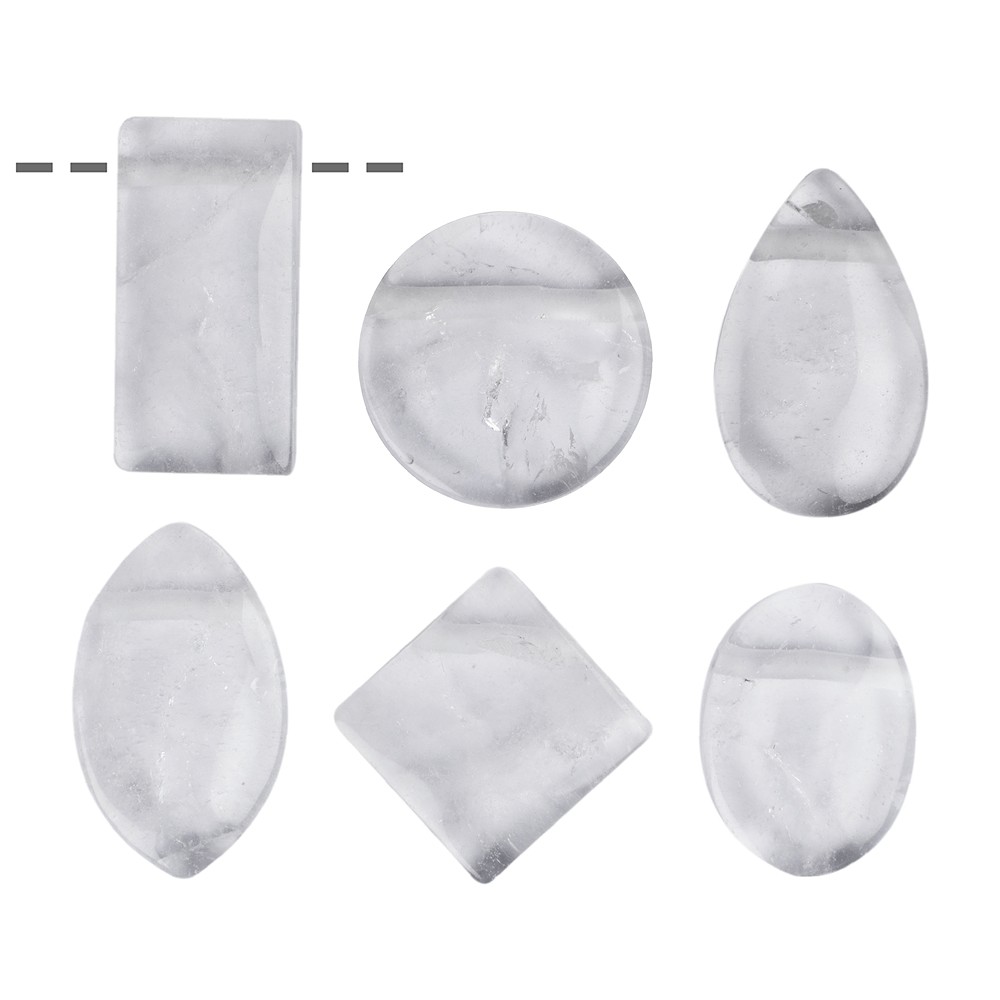 Cabochon-Set Bergkristall gebohrt (6 St./VE) | Edelsteine, Heilsteine & Schmuck