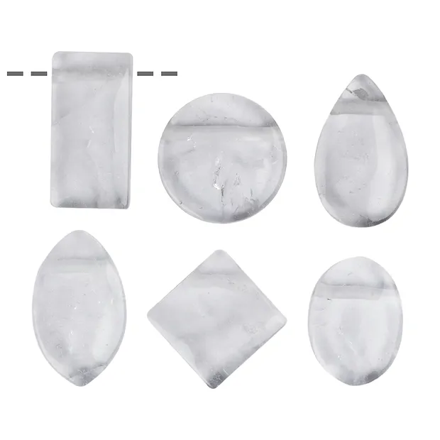 Cabochon set drilled Rock Crystal (6 pcs./ PU) | gems, healing stones & jewelry