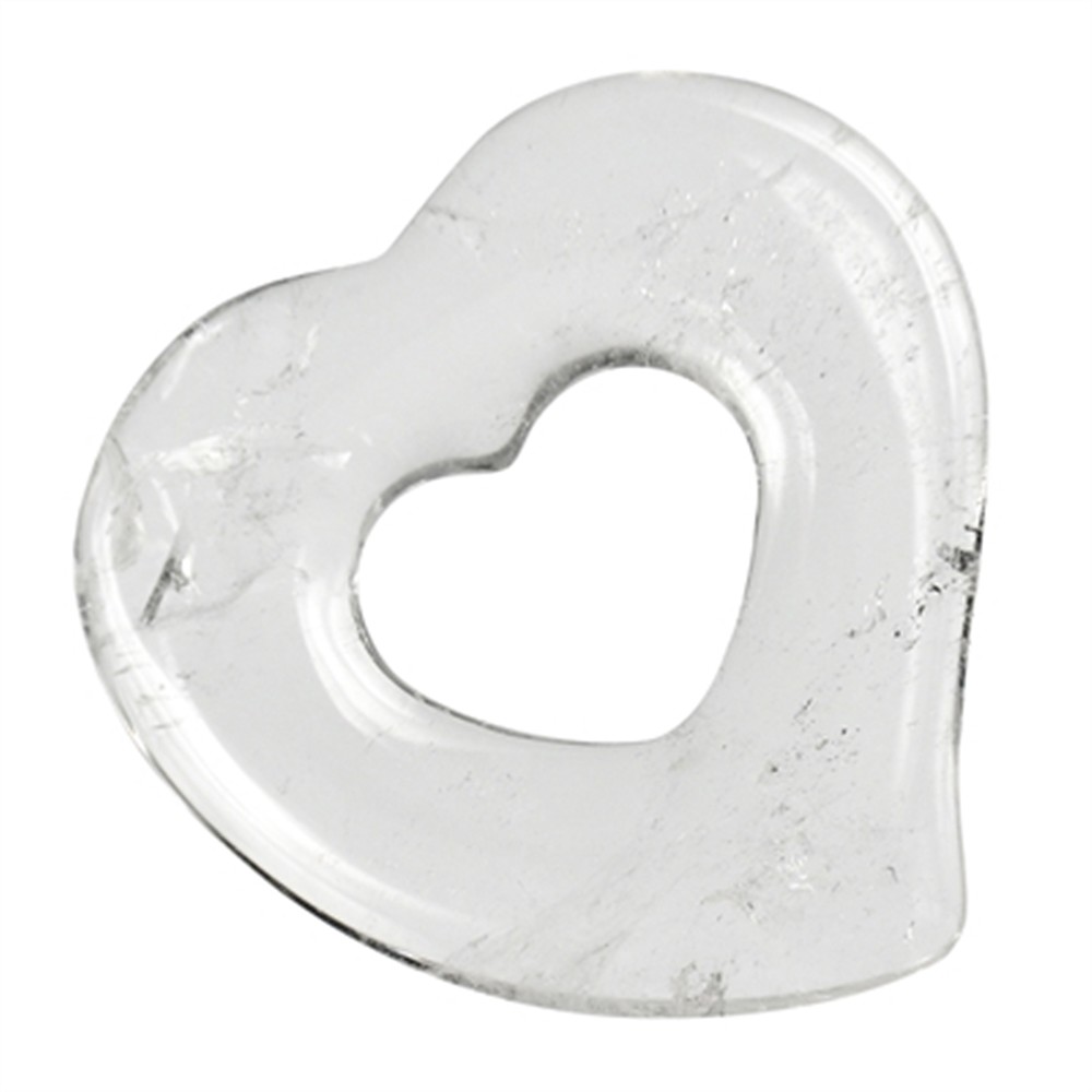 Schnurteil "Herz in Herz" Bergkristall, 5,0cm | Edelsteine, Heilsteine & Schmuck