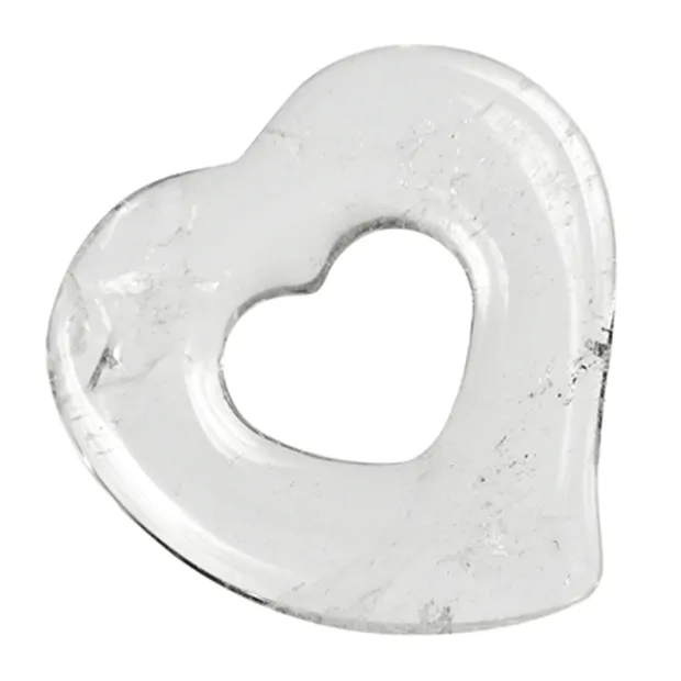 Schnurteil "Herz in Herz" Bergkristall, 5,0cm | Edelsteine, Heilsteine & Schmuck