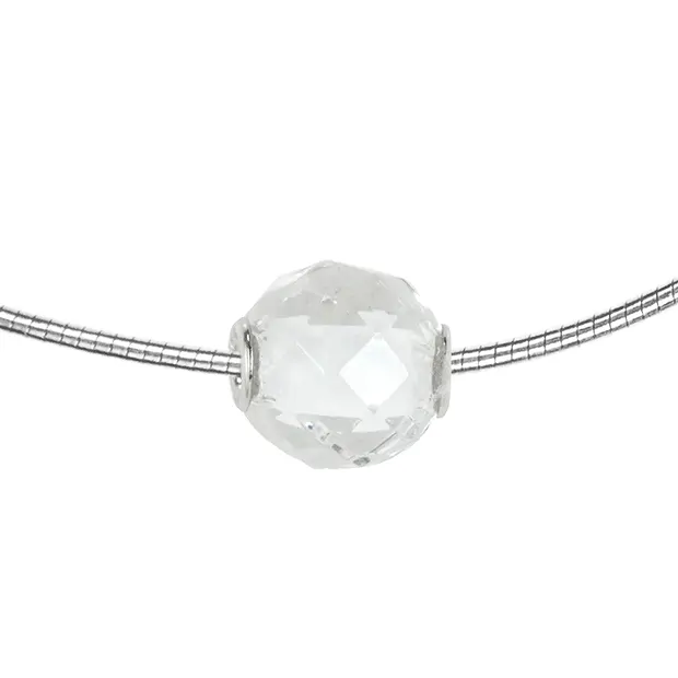 Boule à bijoux Cristal de roche 12mm, facetté, rhodié | Marco Schreier