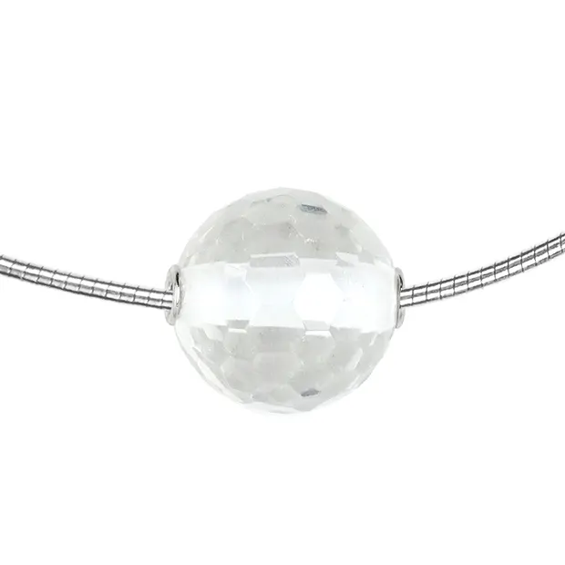 Boule à bijoux Cristal de roche 20mm, facetté, rhodié | Marco Schreier