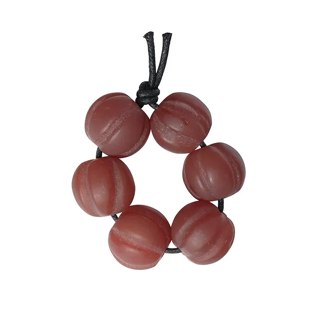Ball carnelian (heated) engraved frosted drilled, 16mm, 2,5mm | Marco Schreier