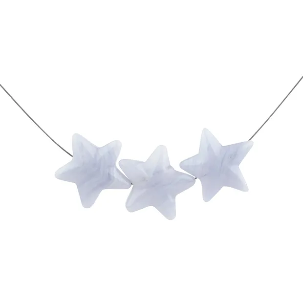 Drilled starfish chalcedony (blue), 20mm, 1mm drill hole (6 pcs./ PU) | Marco Schreier