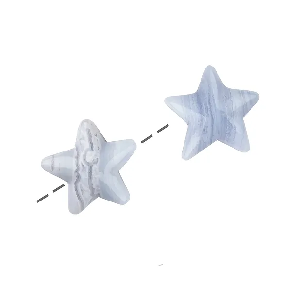 Estrella de mar Calcedonia (azul) perforada, 20mm, 1mm agujero (6 pcs./VE) | Marco Schreier