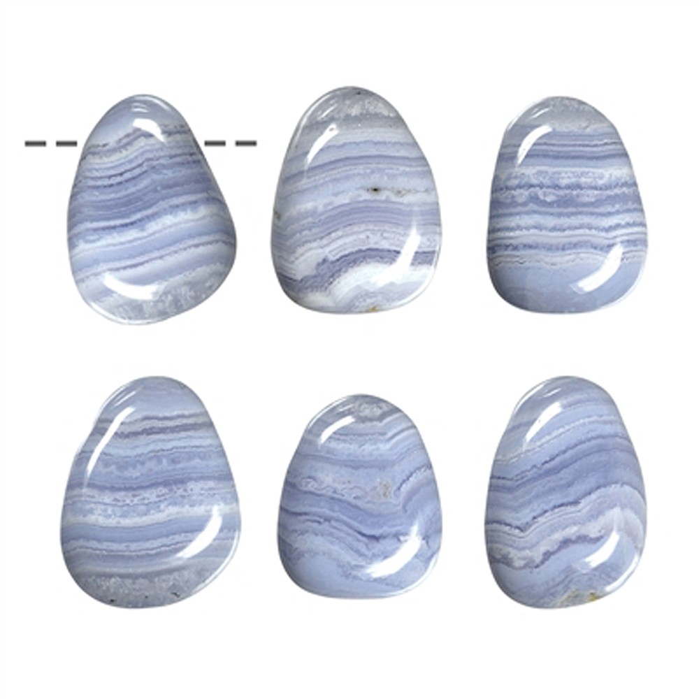 Blue Lace Agate (blue) drilled tumbled stone | wholesaler gems & healing stones