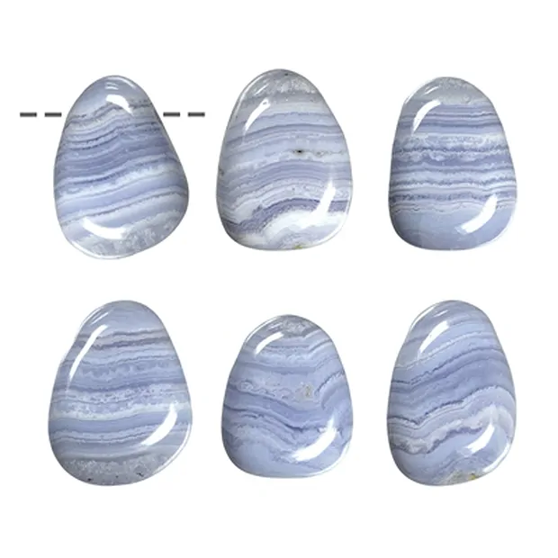 Trommelstein Chalcedon (blau) gebohrt | Edelsteine, Heilsteine & Schmuck-Handel