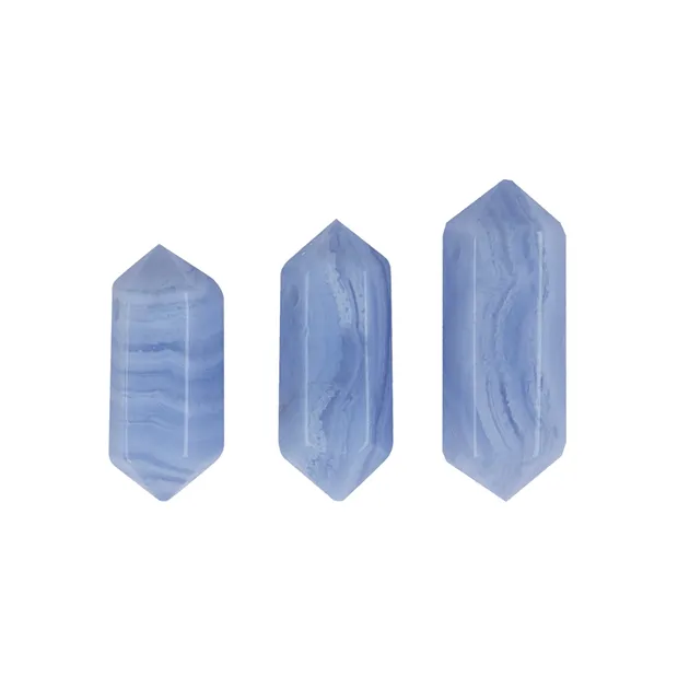 Point polished Blue Lace Agate drilled, 2,5 - 3,5cm | Marco Schreier