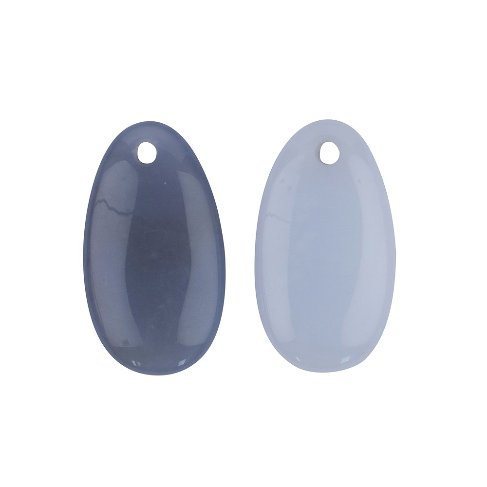 Pietra di potenza Calcedonio (blu), forata anteriormente, 4,5 cm | Marco Schreier