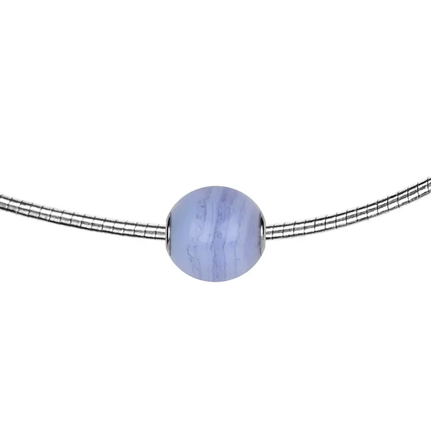 Blue Lace Agate (blue) 12mm, rhodiniert | wholesaler gems & healing stones