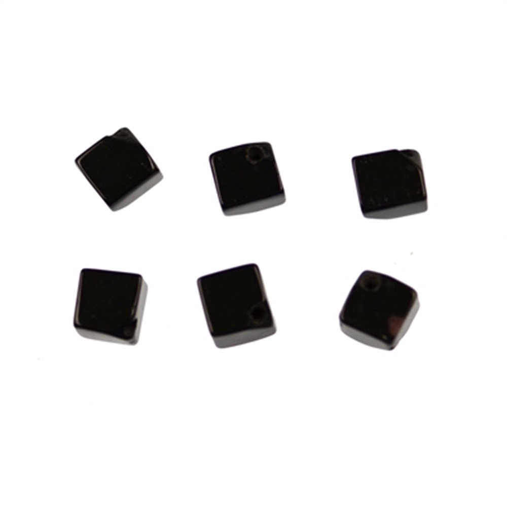 Cube Onyx (natural) drilled diagonally, 10mm | wholesaler gems & healing stones