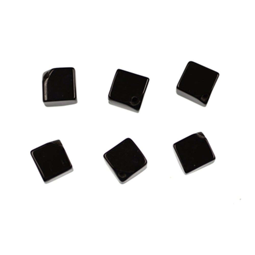 Cube Onyx (natural) drilled diagonally, 12mm | wholesaler gems & healing stones