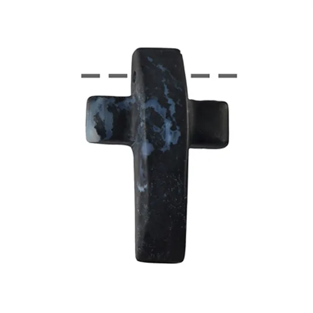 Kreuz gewölbt Onyx matt (gef.) gebohrt, 4,5cm | Edelsteine, Heilsteine & Schmuck