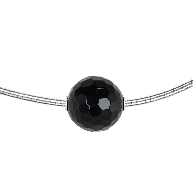 Schmuckkugel Onyx (gef.) 12mm, rhodiniert | GH Edelsteine, Heilsteine & Schmuck