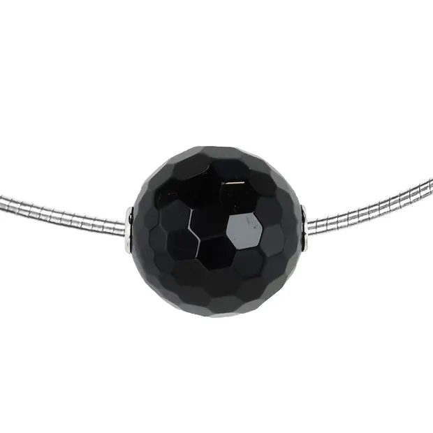 Schmuckkugel Onyx (gef.) 20mm, rhodiniert | GH Edelsteine, Heilsteine & Schmuck