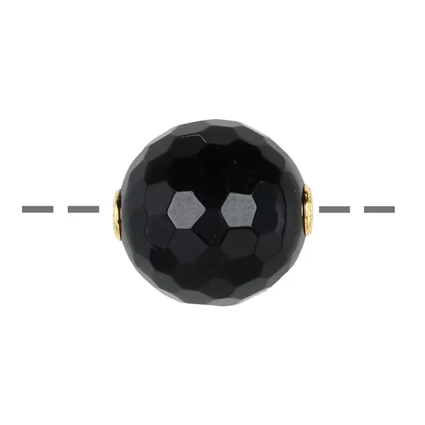 Schmuckkugel Onyx (gef.) 20mm, vergoldet | GH Edelsteine, Heilsteine & Schmuck