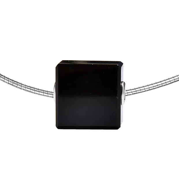 Quader Onyx (gef.), gebohrt, 1,5 x 1,0cm, rhodinierte Kappen | Marco Schreier