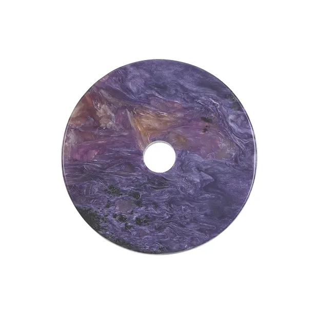 Disc with hole Charoite, approx. 4.0 - 4.5 cm | wholesaler gems & healing stones