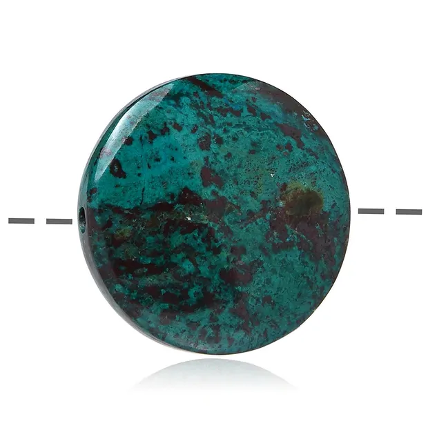 Circle of chrysocolla (stab.) drilled, 3.0cm | wholesaler gems & healing stones