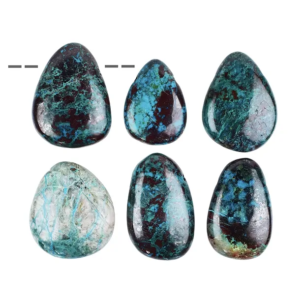 Pierres roulées chrysocolle (stab.) percées, 3,0 - 3,5cm | Marco Schreier