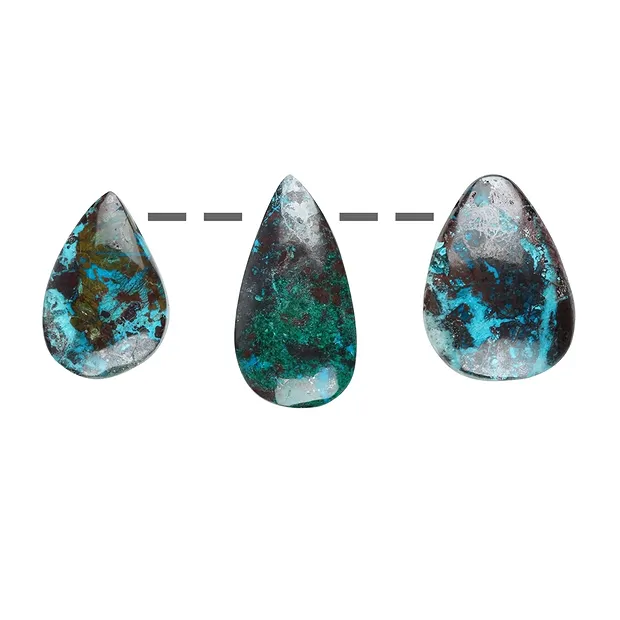 Cabochon Chrysocoll in Matrix (stab.) gebohrt, 3,5-4,5cm | Marco Schreier
