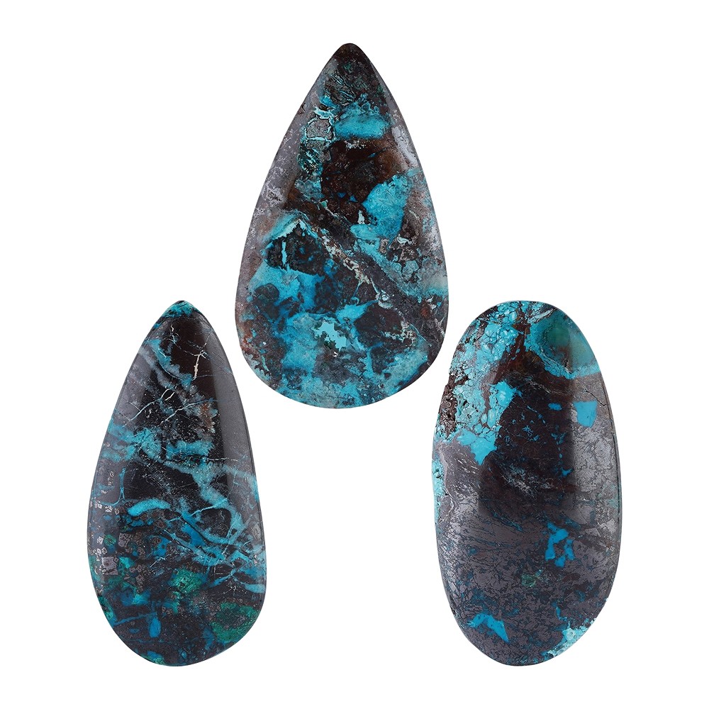 Cabochon Chrysocoll in Matrix (stab.) gebohrt, 4,0-5,0cm | Marco Schreier