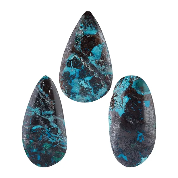 Cabochon chrysocolla drilled in matrix (stab.), 4.0-5.0cm | Marco Schreier