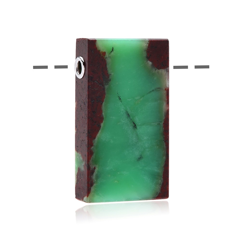 Quader Chrysopras, gebohrt, 4,0xm, rhodinierte Kappen | Marco Schreier