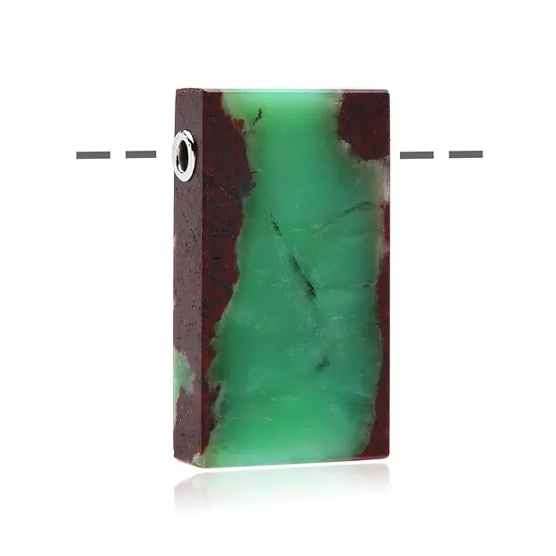 Parallélépipède Chrysoprase, percé, 4,0xm, capuchons rhodiés | Marco Schreier