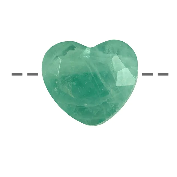 Drilled faceted fluorite heart, 2.5 cm | Schreier gems, healing stones & jewelry