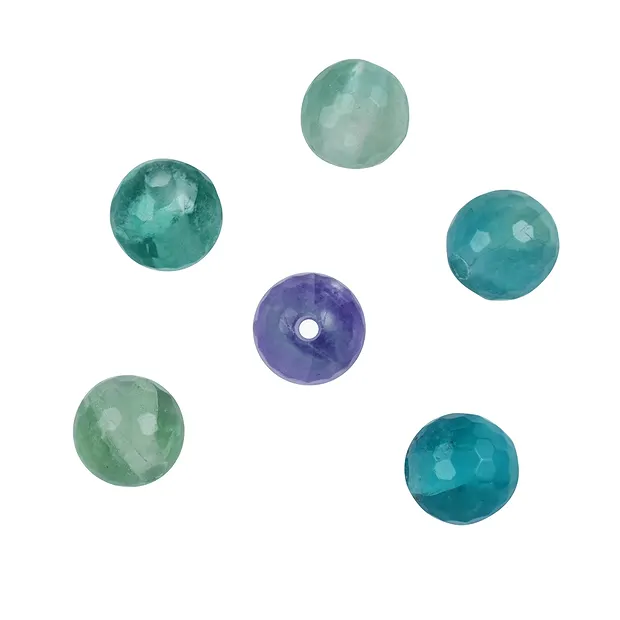 Perla di fluorite sfaccettata forata, 12 mm, foro di 2,5 mm | Marco Schreier